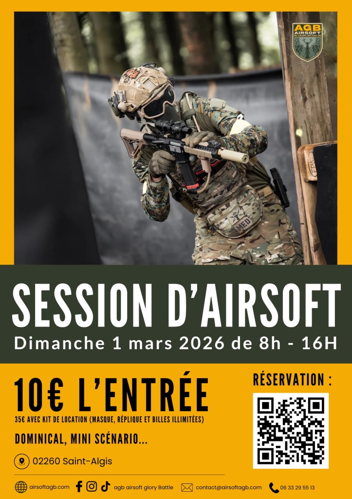SESSION D’AIRSOFT  DIMANCHE 1 MARS&nbsp;2026